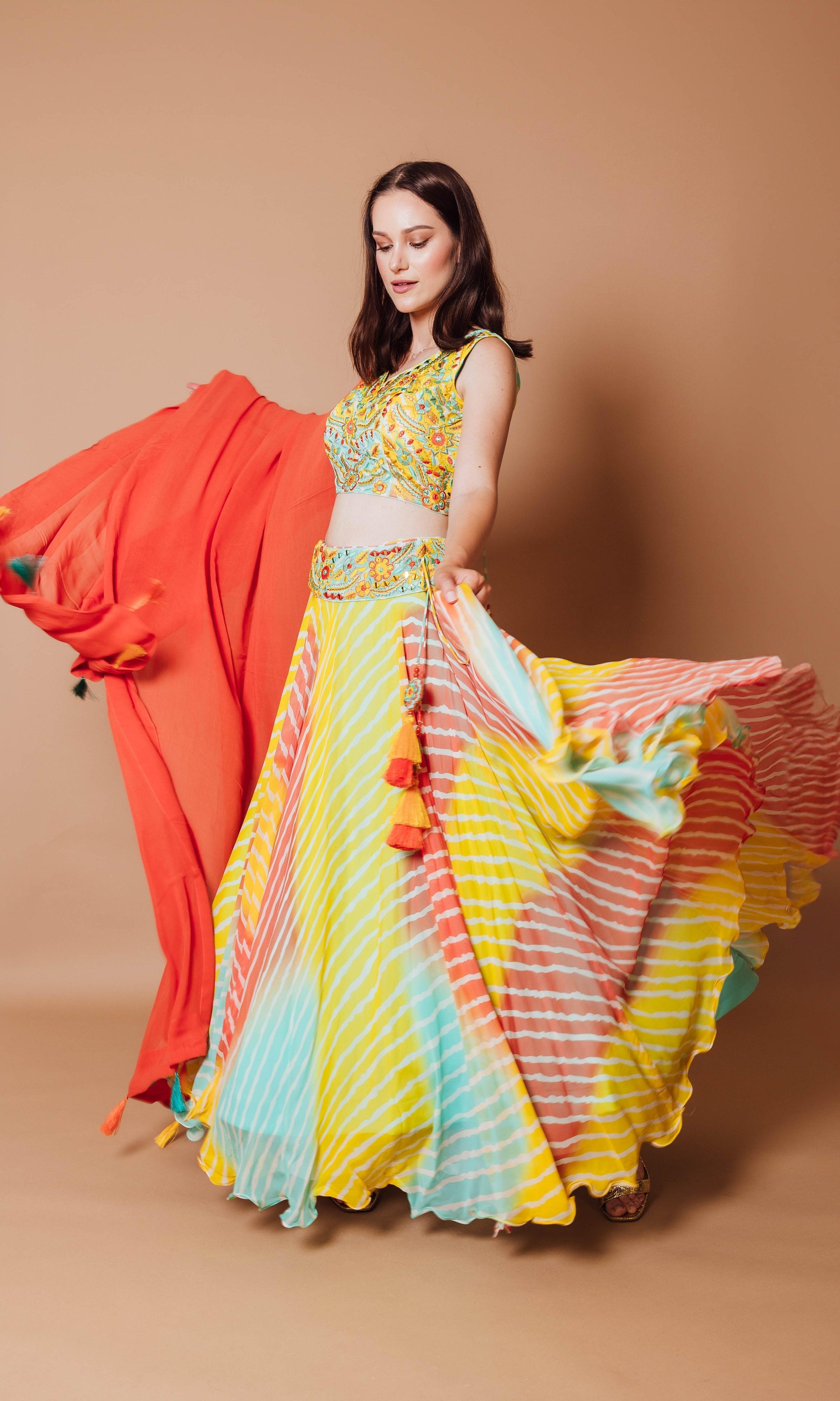 Yellow Lehenga Choli with Heavy Embroidery blouse and dupatta