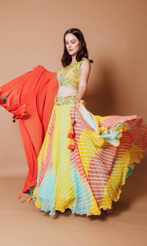 Yellow Lehenga Choli with Heavy Embroidery blouse and dupatta