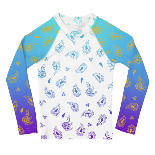 Peacock Henna Kids' Rash Guard – Elegance Meets Sun Protection