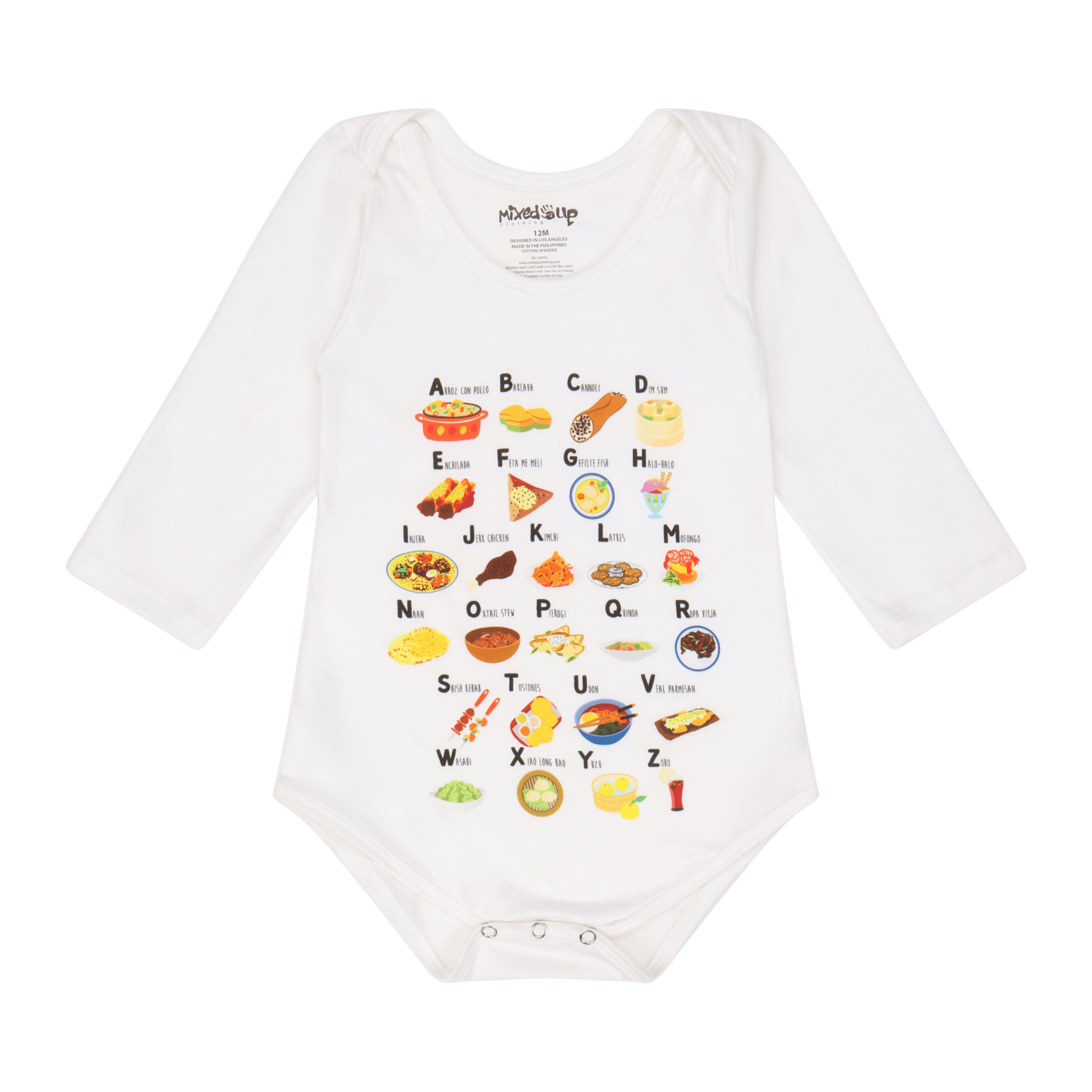 Alphabet Long Sleeve Baby Bodysuit | Multicultural Kids Wear