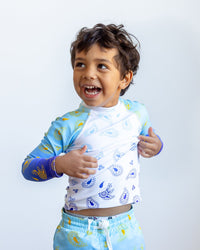 Peacock Henna Kids' Rash Guard – Elegance Meets Sun Protection - Cultr. by Created for Culture asianowned aapimarketplace asianownedkids asianownedkidsproducts asianownedbrands