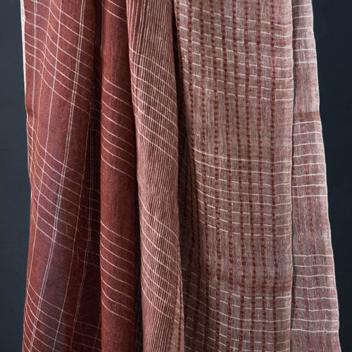 Auro Cinnabar Handwoven Earthy Rust Maroon Linen Scarf