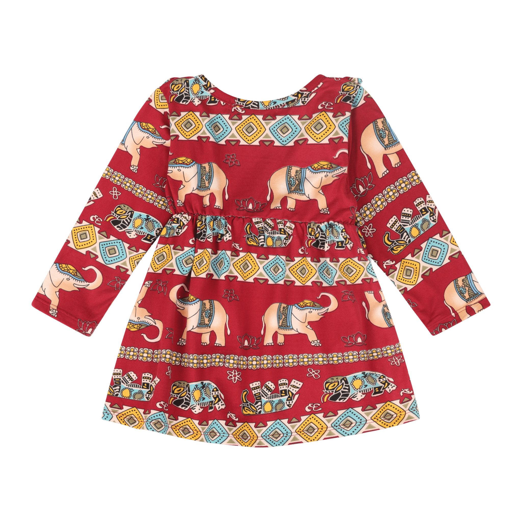 Baby Girls Volant Ruffle Cotton Dress – Cultural Print | Mixed Up Clothing