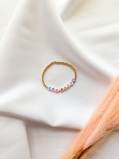 THE DAC BIET | 14k Gold-Filled Vietnamese Word Beaded Bracelet