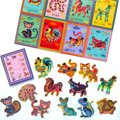 Chinese Zodiac 100-Piece Puzzle + Stickers