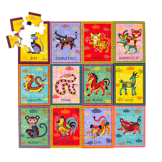 Chinese/Vietnamese Zodiac 100-Piece Puzzle + Zodiac Guide