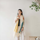 Cirq Moon Off White Multicolor Handwoven Linen Silk Scarf