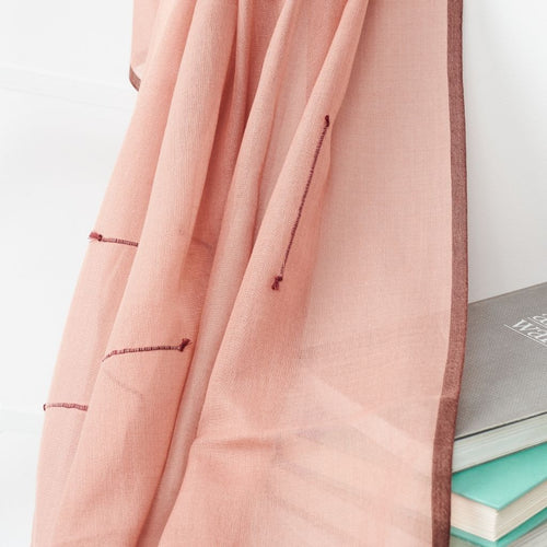 Clay Mist Handwoven Hand Knotted Soft Cotton Scarf In Neutral Color