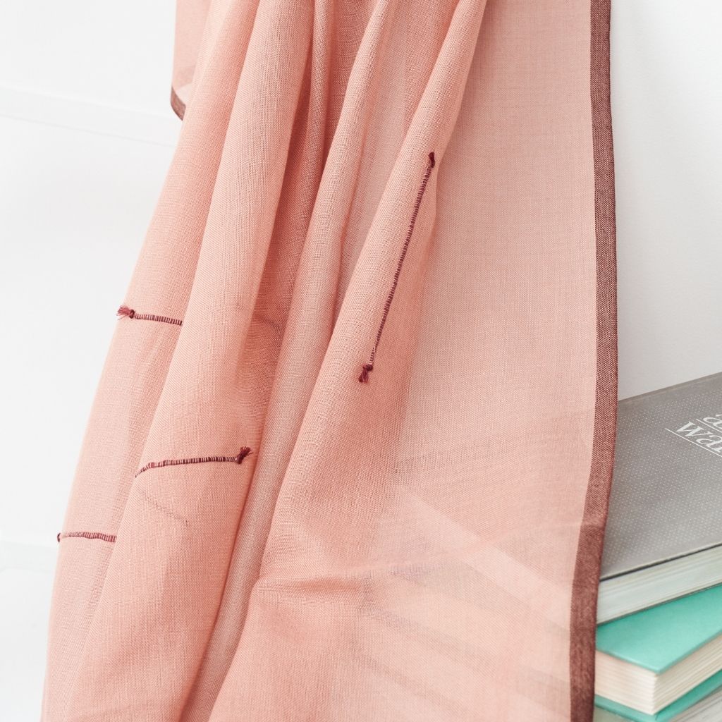 Clay Mist Handwoven Hand Knotted Soft Cotton Scarf In Neutral Color