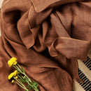 Coco Brown Hand Woven Linen Silk Blend Scarf