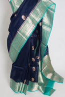 Damini : Silk Mark Certified Organza Banarasi Saree with 36 Size Stitched Blouse