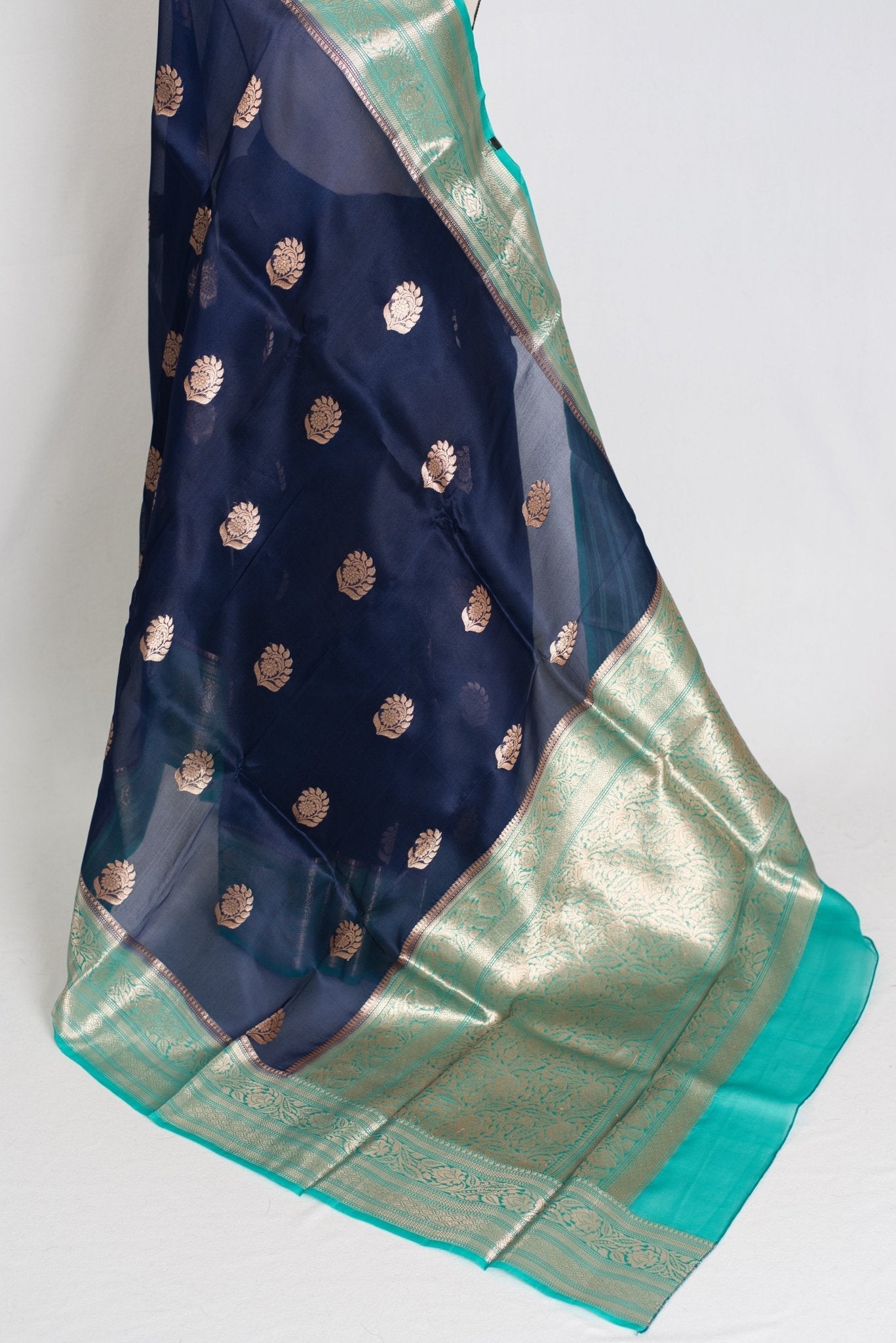 Damini : Silk Mark Certified Organza Banarasi Saree with 36 Size Stitched Blouse