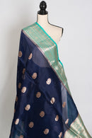 Damini : Silk Mark Certified Organza Banarasi Saree with 36 Size Stitched Blouse