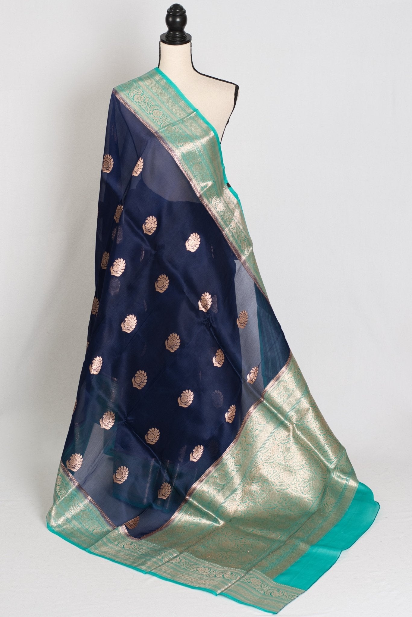 Damini : Silk Mark Certified Organza Banarasi Saree with 36 Size Stitched Blouse