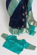 Damini : Silk Mark Certified Organza Banarasi Saree with 36 Size Stitched Blouse