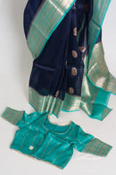 Damini : Silk Mark Certified Organza Banarasi Saree with 36 Size Stitched Blouse
