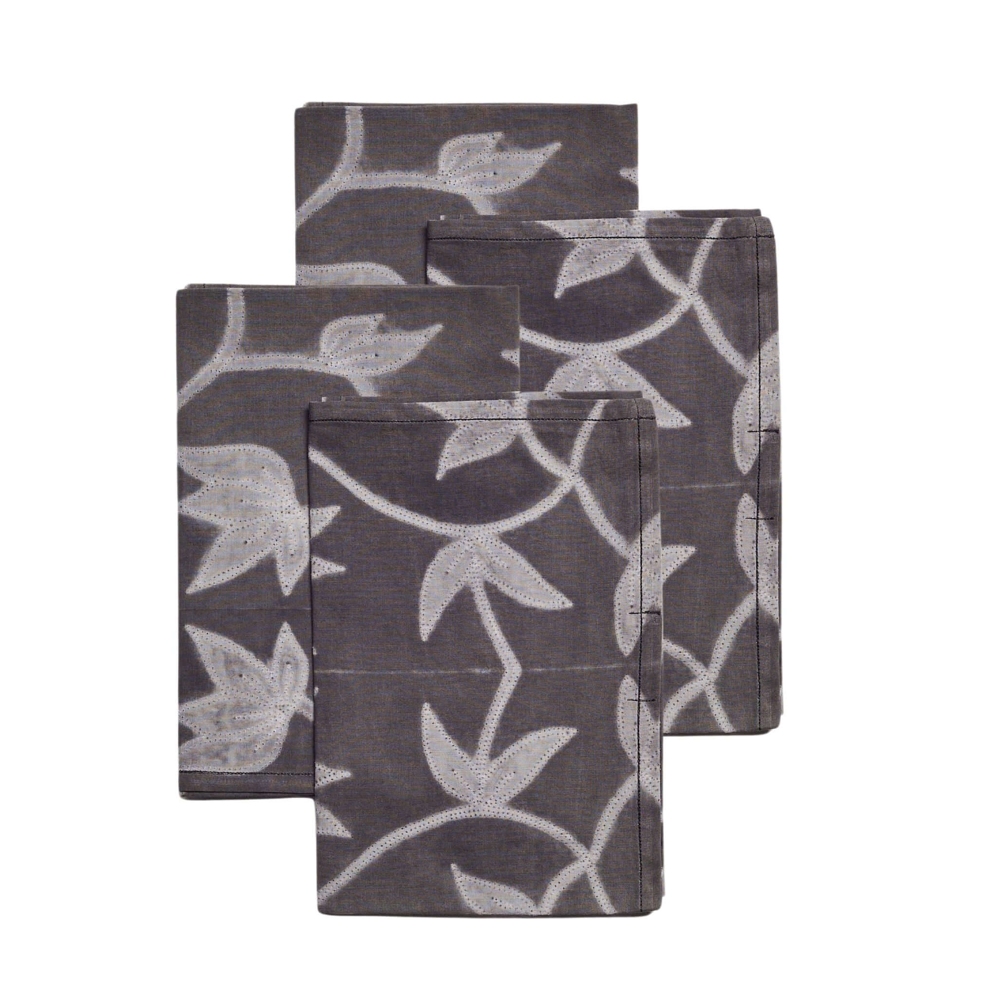 Folio Black Handcrafted Shibori Print Cotton Table Napkins ( set of 4 )