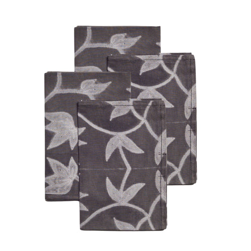 Folio Black Handcrafted Shibori Print Cotton Table Napkins ( set of 4 )