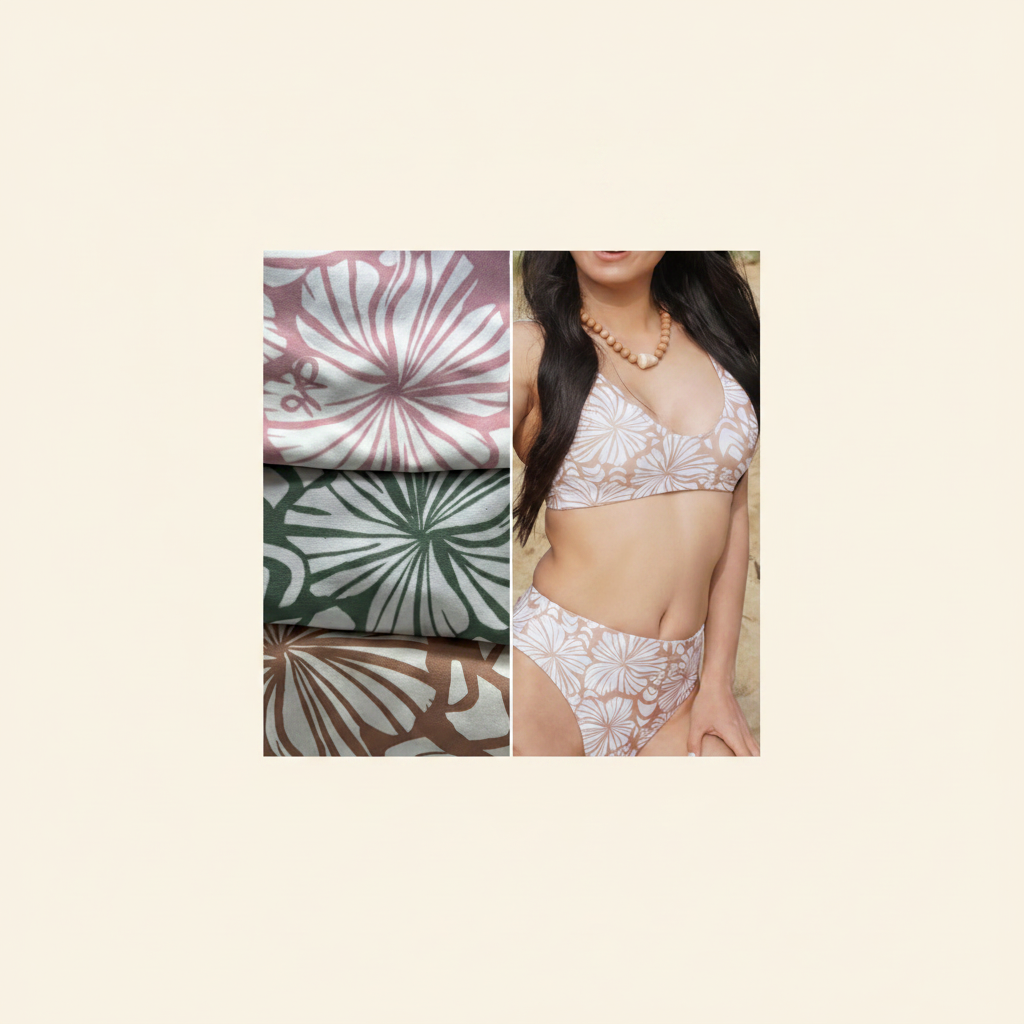 Hibiscus & Shells Recycled Swim Top/ Low Impact Sports Bra