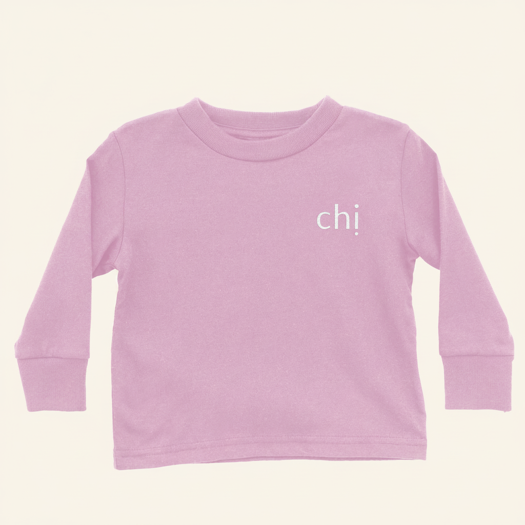 Chị | Older Sister Long Sleeve Shirt (Toddler) on ivory background