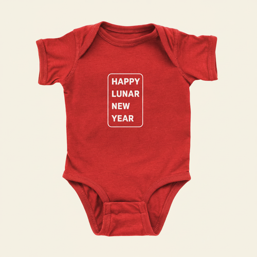 Lunar New Year Greeting Onesies on ivory background
