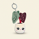 Anthurium Red Crystal Plush Keychain on clean warm ivory background, zero shadows — Blushiez editorial product photo