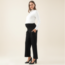 The Wide Leg Maternity Ankle Pant side view on warm ivory background