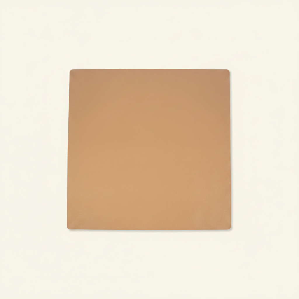 Square Play Mat Vegan Leather on clean warm ivory background, zero shadows — CULTR editorial product photo