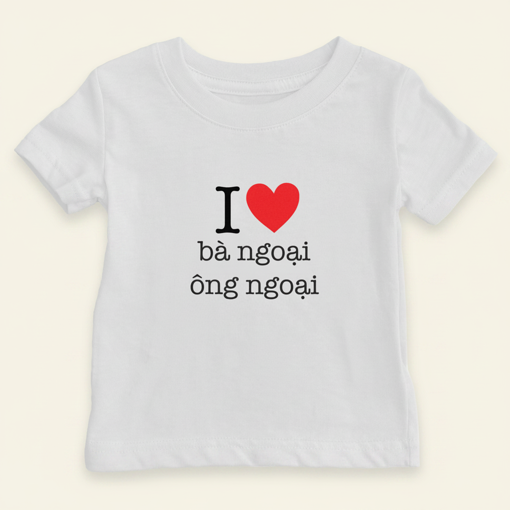 I Heart Grandma & Grandpa Vietnamese Baby T-Shirt (Maternal)