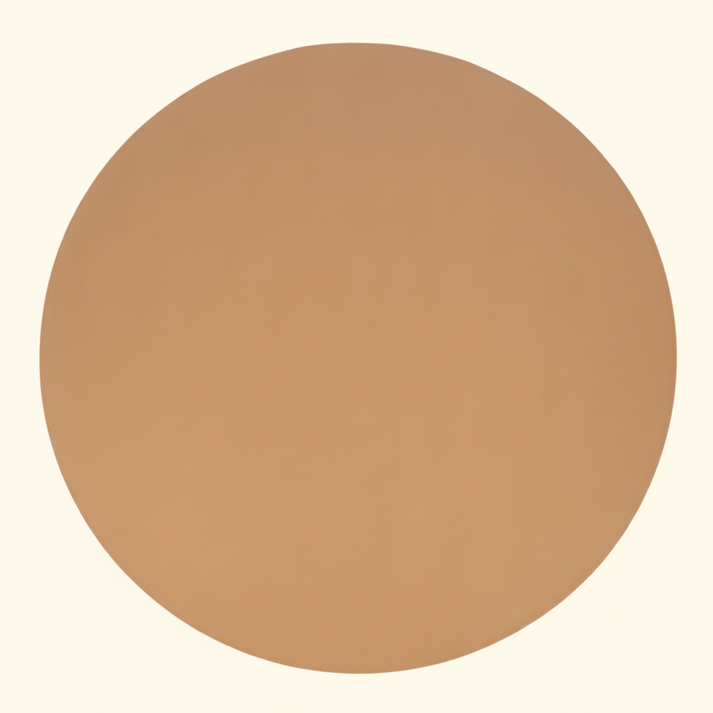 Circle Play Mat Vegan Leather on clean warm ivory background, zero shadows — CULTR editorial product photo