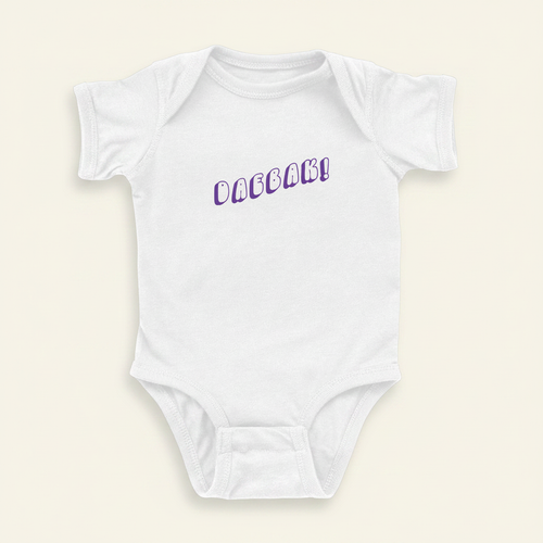 Daebak! Onesie flat lay on clean warm ivory background, zero shadows — CULTR editorial product photo