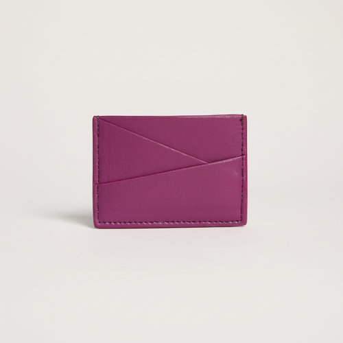 Gala Puzzle Cardholder (Wild Berry) on clean warm ivory background, zero shadows, no logos — CULTR editorial product photo