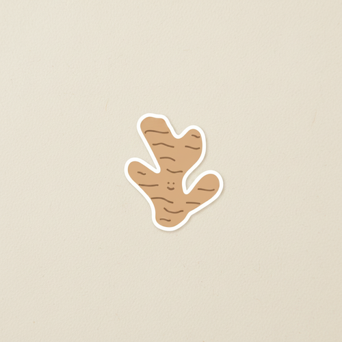 Ginger Vinyl Sticker on warm ivory surface with soft diffused natural light — CULTR editorial product photo