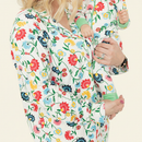 Adult model wearing the Zahra long sleeve button-down top