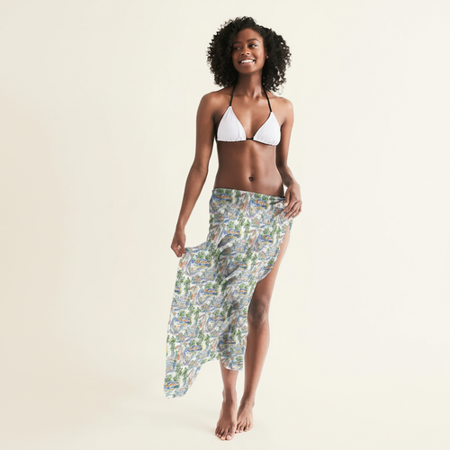 Woman model wearing the swim cover up