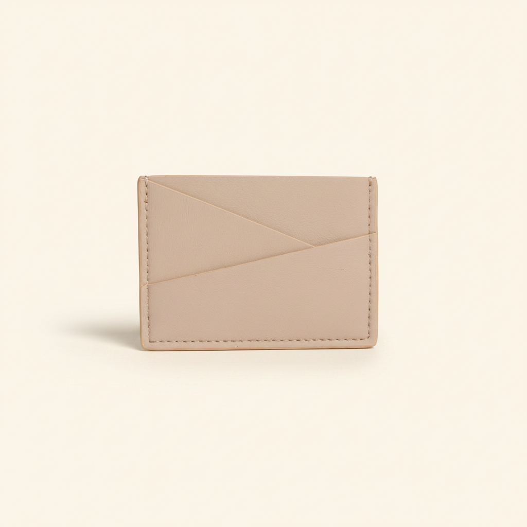Gala Puzzle Cardholder Light Pink model with natural shadow on warm ivory background
