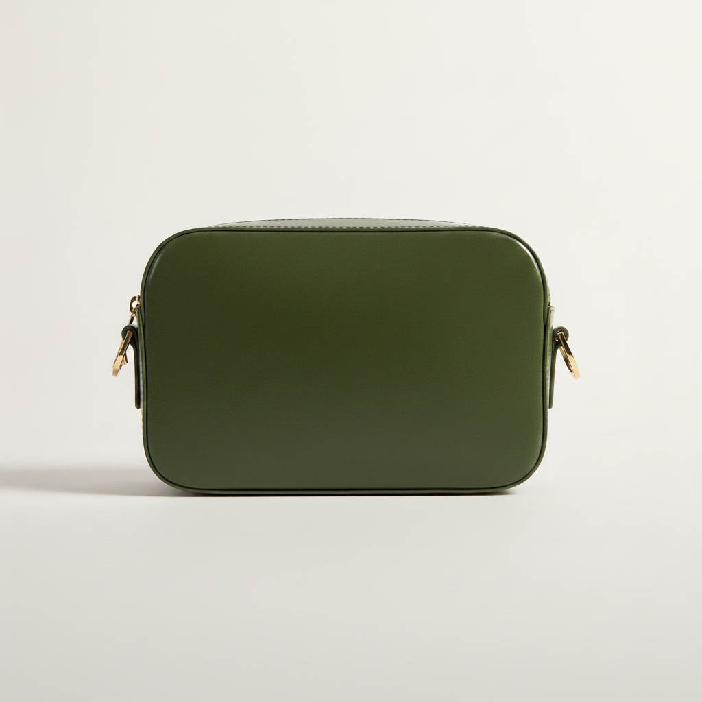 Cactus Crossbody Camera Bag model with natural ground shadow on warm ivory background