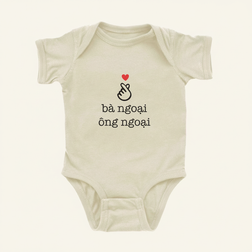 Love Grandma & Grandpa Vietnamese Onesie (Maternal) on ivory background