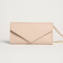 Gala Clutch / Wallet-on-Chain (Pink) on clean warm ivory background, zero shadows, no logos — CULTR editorial product photo