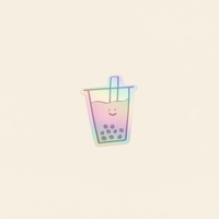 Holographic Boba Vinyl Sticker
