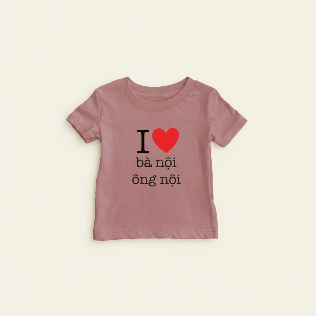 I Heart Grandma & Grandpa Vietnamese Baby T-Shirt (Paternal)