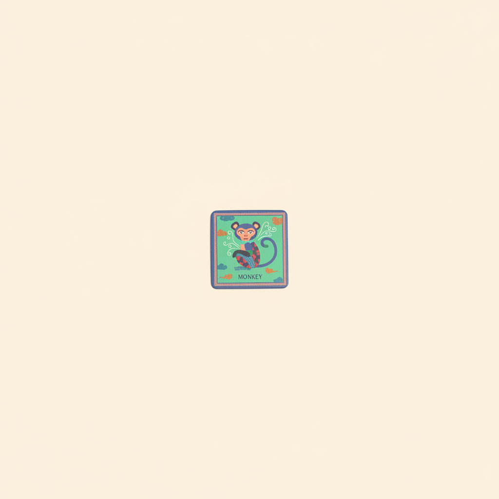 Chinese Vietnamese Zodiac Memory Match Game on clean warm ivory background, zero shadows — Bo & Mei editorial product photo