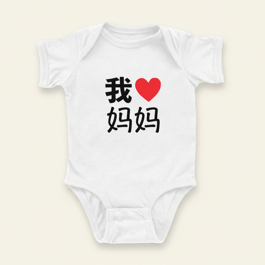 我 ♡ Grandma Chinese Characters Simplified Onesie (Paternal)