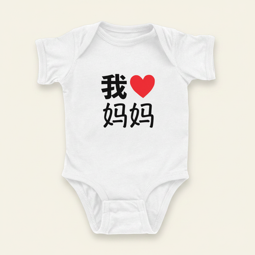 我 ♡ Grandma Chinese Characters Simplified Onesie (Paternal) on ivory background