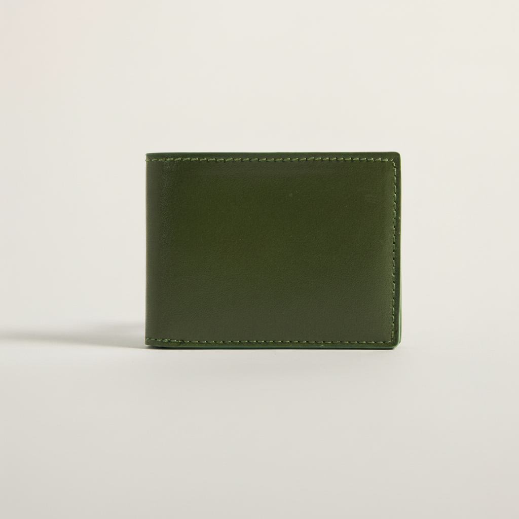 Cactus Bifold Wallet (Seaglass) on clean warm ivory background, zero shadows, no logos — CULTR editorial product photo