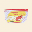 Shrimp Chips Zippered Canvas Pouch on clean warm ivory background, zero shadows — Blushiez editorial product photo
