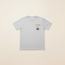 Adult Short Sleeve Pocket Tee – Blue Diya on clean warm ivory background, zero shadows — CULTR editorial product photo