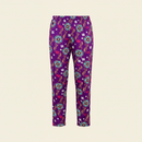Adult Unisex Pajama Pants – Purple Rangoli on clean warm ivory background, zero shadows — CULTR editorial product photo