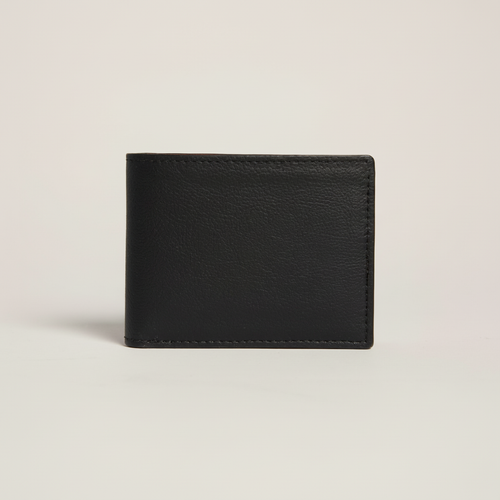 Gala Bifold Wallet (Black) on clean warm ivory background, zero shadows, no logos — CULTR editorial product photo