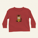 Lucky Zodiac Toddler Long Sleeve (Horse) flat lay on clean warm ivory background, zero shadows — CULTR editorial product photo